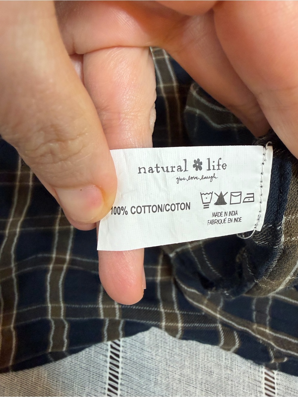 Natural Life Flannel Plaid Tiered Maxi Dress Boho Cottagecore Farmhouse Large - Picture 9 of 12